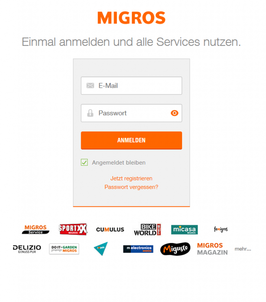 User interface for Migros Login