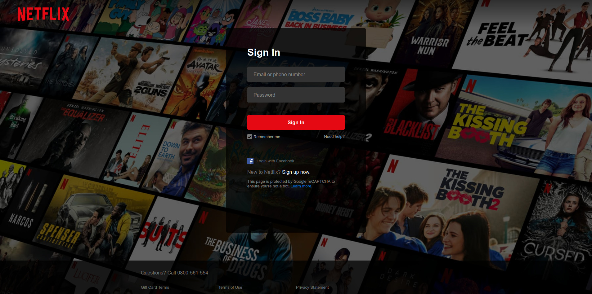 User interface Netflix Login